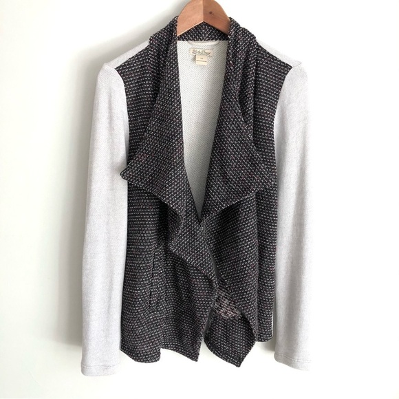 Lucky Brand Boho Cardigan Sweater Jacket Open Front Wool Blend Chunky Knit - Picture 2 of 12